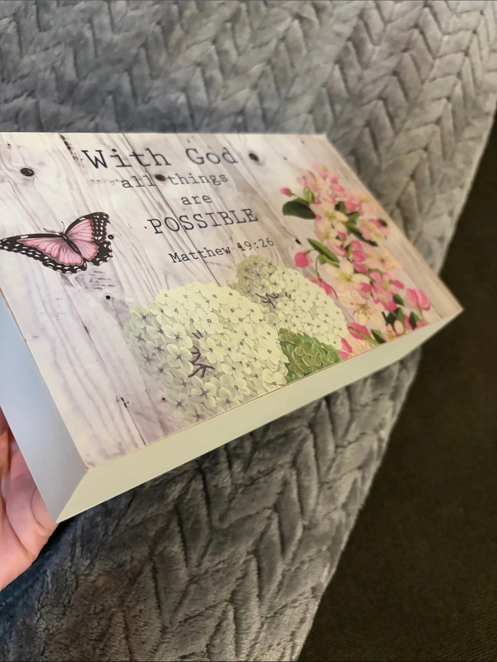 Inspirational Floral Wall Art Sign - Pink & Cream